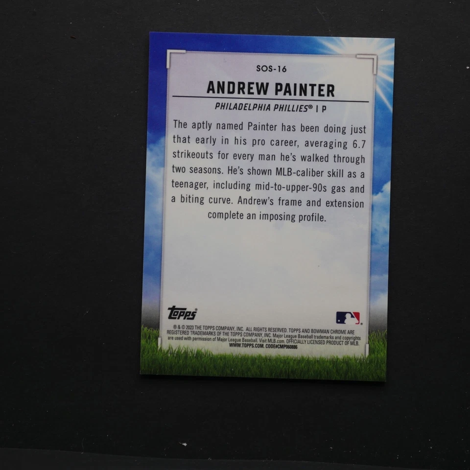 2023 Bowman Sights on September Andrew Painter #SOS-16 Pink Mojo /199  (RC) - Image 2 of 2