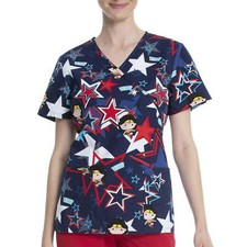 NWT DC Comics Wonder Woman Chibi Scrub Top Shirt Women's XL