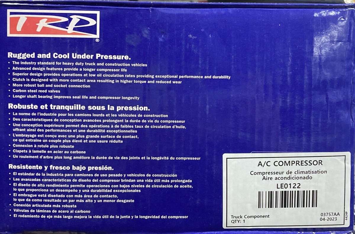 NEW GENUINE TRP BRAND ~ KENWORTH PETERBILT R134a A/C COMPRESSOR