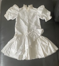 VTG 80s Nicole White Victorian Pageant Party Dress Bow Pearls Lace Girls Sz 5