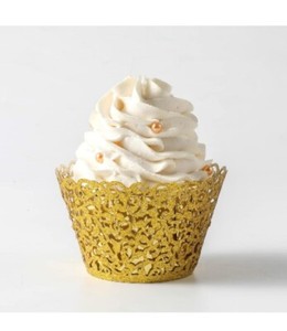 100pcs Cupcake Wrappers Collar Artistic Bake Cake Paper Cup Lace Laser Cut Party