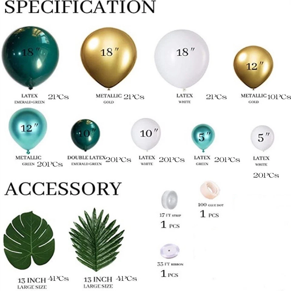 Jungle Metallic Green Balloon Garland Arch Kit Birthday Wedding Party Decoration - image 4 of 4