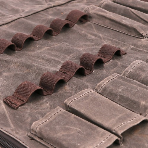 TOURBON Waxed Canvas Tool Roll Spanner Wrench Storage Pouch Chisel Gloves Pocket - Picture 20 of 24