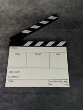 Movie Film Wooden Clapper Board Classic Director Clapboard White Size 11 x 9.5in