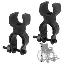 2 Pcs Black Cane Holders for Universal Crutches Rollators Walkers Wheelchairs