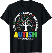 Autism Awareness Tree Autism Sunflower Design Unisex T-Shirt