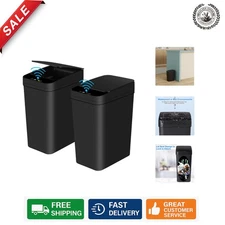 2-Pack Waterproof Touchless Trash Cans - 2.2 Gallon Perfect for Office & Kitchen