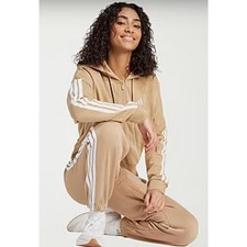 NEW ADIDAS Fleece 3S Women's Medium Tracksuit Warm Sandstone