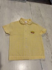 Vintage Strawberry Shortcake Shirt Girls 5 Yellow Gingham Peter Pan Collar 80s