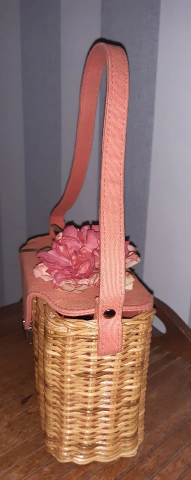 Lollipops Paris Vintage 50s Style basket Box Bag Handbag Straw Woven Rockabilly - Image 3 of 4