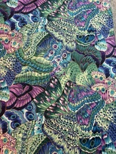 Hoffman Butterfly fabric metallic blue green purple by the yard