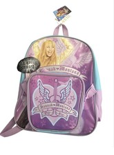 Hannah Montana Girls Large 16  x12  Purple/Pink/Blue Stars Polyester Backpack Zip