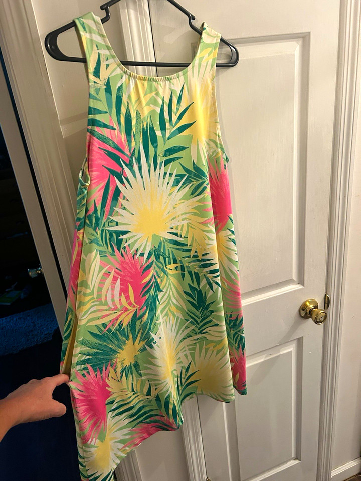 Banana Boat UPF 50+ Women's Tropical Print Strappy Sleeveless Sundress L