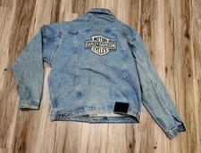 Vintage Harley Davidson Denim Jean Jacket Coat With Patch Men s Size Large