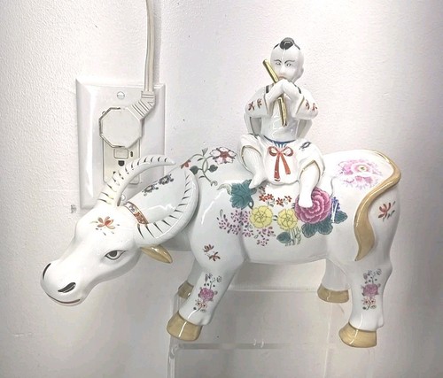 Vintage Porcelain Figurine Asian Boy Riding Water Buffalo Made In Japan - Picture 7 of 7