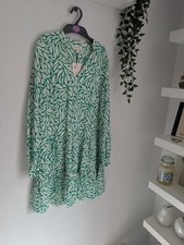 New Phase Eight Penele Leaf Print Swing Dress Green Ivory Tiered Occasion UK 10