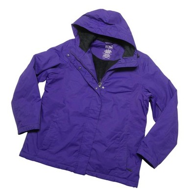 L.L.Bean Jacket Womens Large Purple Hooded Fleece Lined Parka Full Zip Pockets