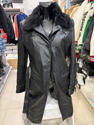 Jacke Mantel Trench Mantel Conbipel Frau Haut Schwarz Größe 46 Mod. AM303