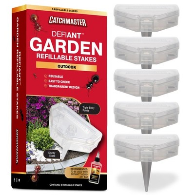 Catchmaster DEFIANT Outdoor Reusable Garden Stakes Ant Traps (5 Pack)   Clear 