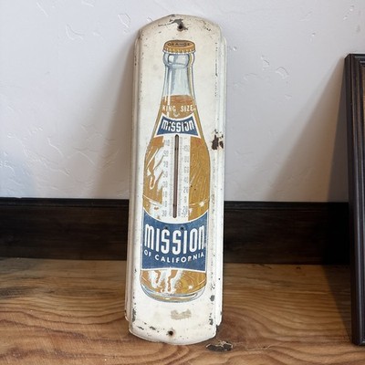 Vintage Mission of California Orange Soda Pop w Bottle Advertising Thermometer