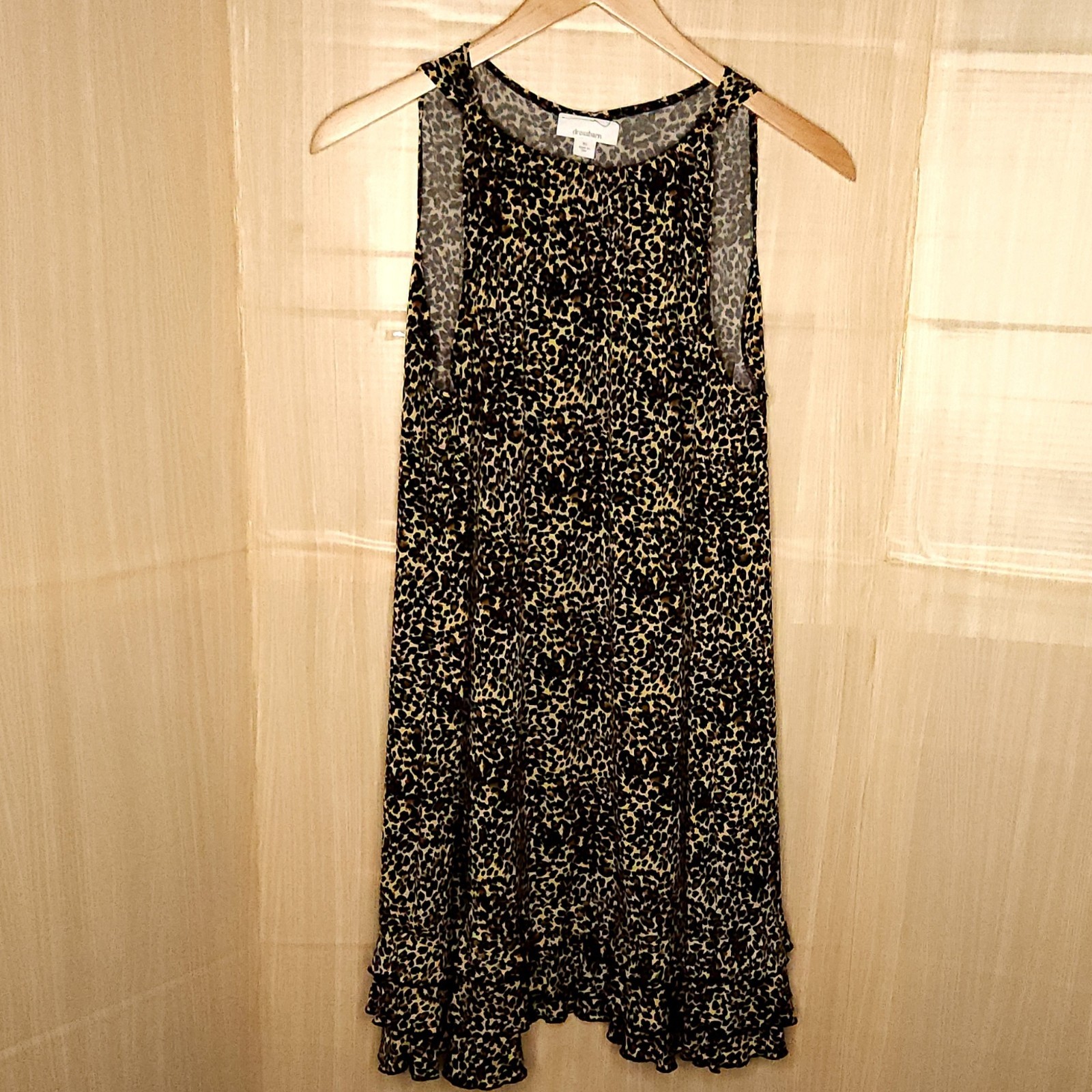 Dressbarn Womens Sleeveless Brown Black Leopard Print Stretchy Dress 16