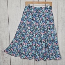 VTG 70s JCPenney Pink/Blue Floral Prairie Midi Skirt, sz 13 27" waist 