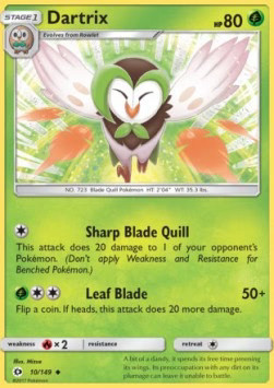 Pokémon Dartrix SUM-10 Uncommon Englisch Excellent Reverse Holo