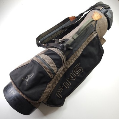 Ping Golf Vintage Hoofer 4-Way Stand Bag Brown Houndstooth Check w/ Straps Cover