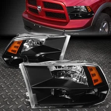 FOR 2009-18 RAM 1500 2500 3500 Quad Black Housing Amber Corner Headlights Piar