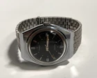 Vintage Timex Mens Electric Black Dial England Roman Numeral Silver Tone Watch
