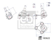 1x FEBI BILSTEIN Trag-/Führungsgelenk 5R3407365 Vorderachse links für CADDY CADD