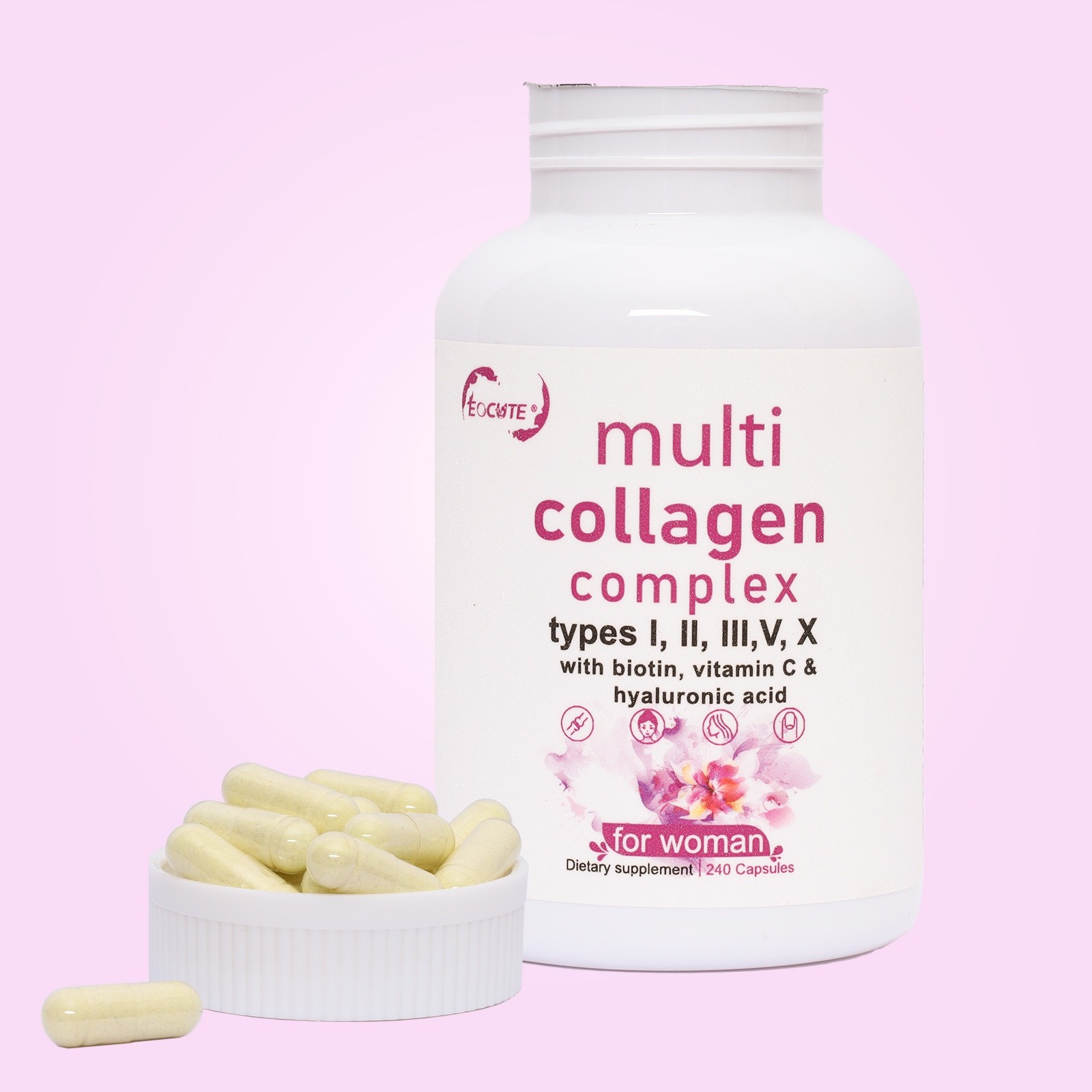  Type I, II, III, V, X Multi Collagen 120 Capsule Supplement for Women Men NEW