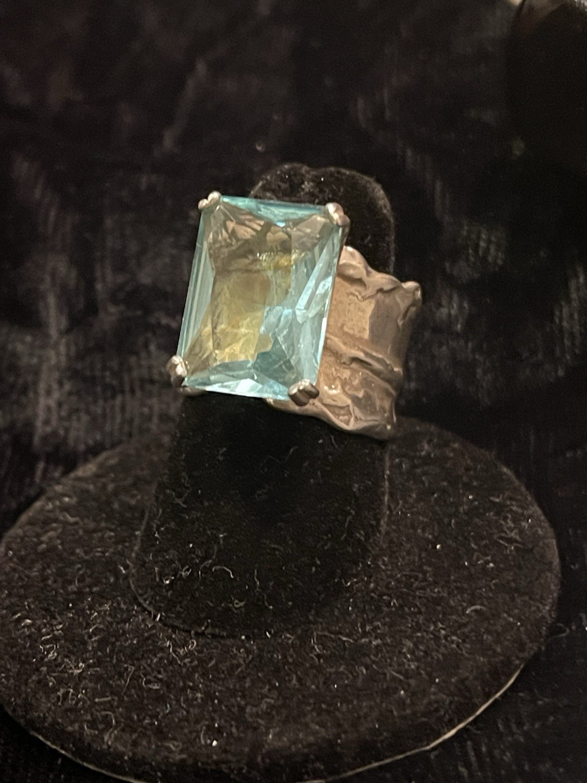 Silpada Blue Topaz Rectangular Sterling Silver Ri… - image 1