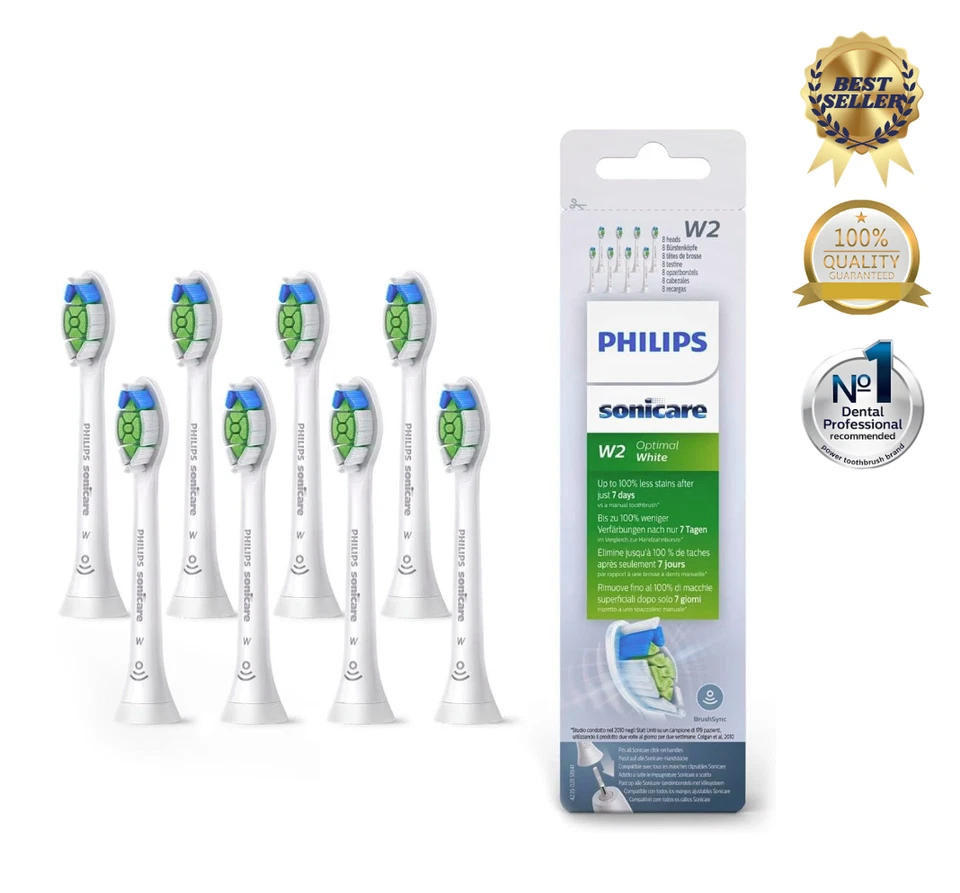 Philips Sonicare Optimal White W2 8er-Pack Ersatzbürsten für Zahnbürste NEU/OVP~