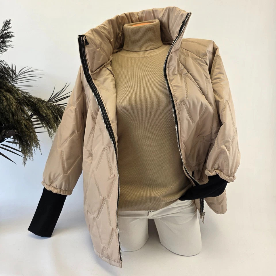 Steppjacke Übergangsjacke Loft Puffer One Size 38-44 Beige Reißverschluss