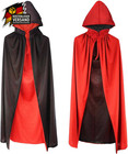 Halloween Umhang Rot Schwarz Kapuze Karneval Cosplay Vampir Kostüm Teenager Erwa
