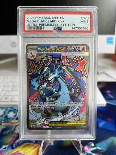 2025 POKEMON MEP EN-ME BLACK STAR PROMO #023 MEGA CHARIZARD X EX PSA 9