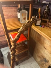 Hand carved, wooden Dragon/Serpent Hiking stick/staff