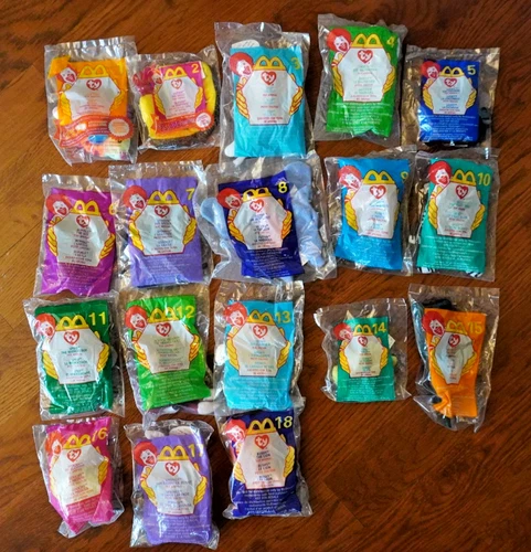2000 McDonalds TY Teenie Beanie Babies Complete Set 1-18 New In Package Vintage