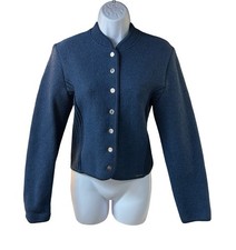 Geiger Made In Austria Boiled Wool Alpine Jacket Blue Tyrolean Women 42