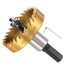 Hole Saw Kit 55mm (2-11/64"), M35 High Speed Steel Hole Cutter，Gold