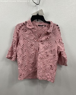 Samuel Dong Linen Cutout Shirt In Pink SZ. L