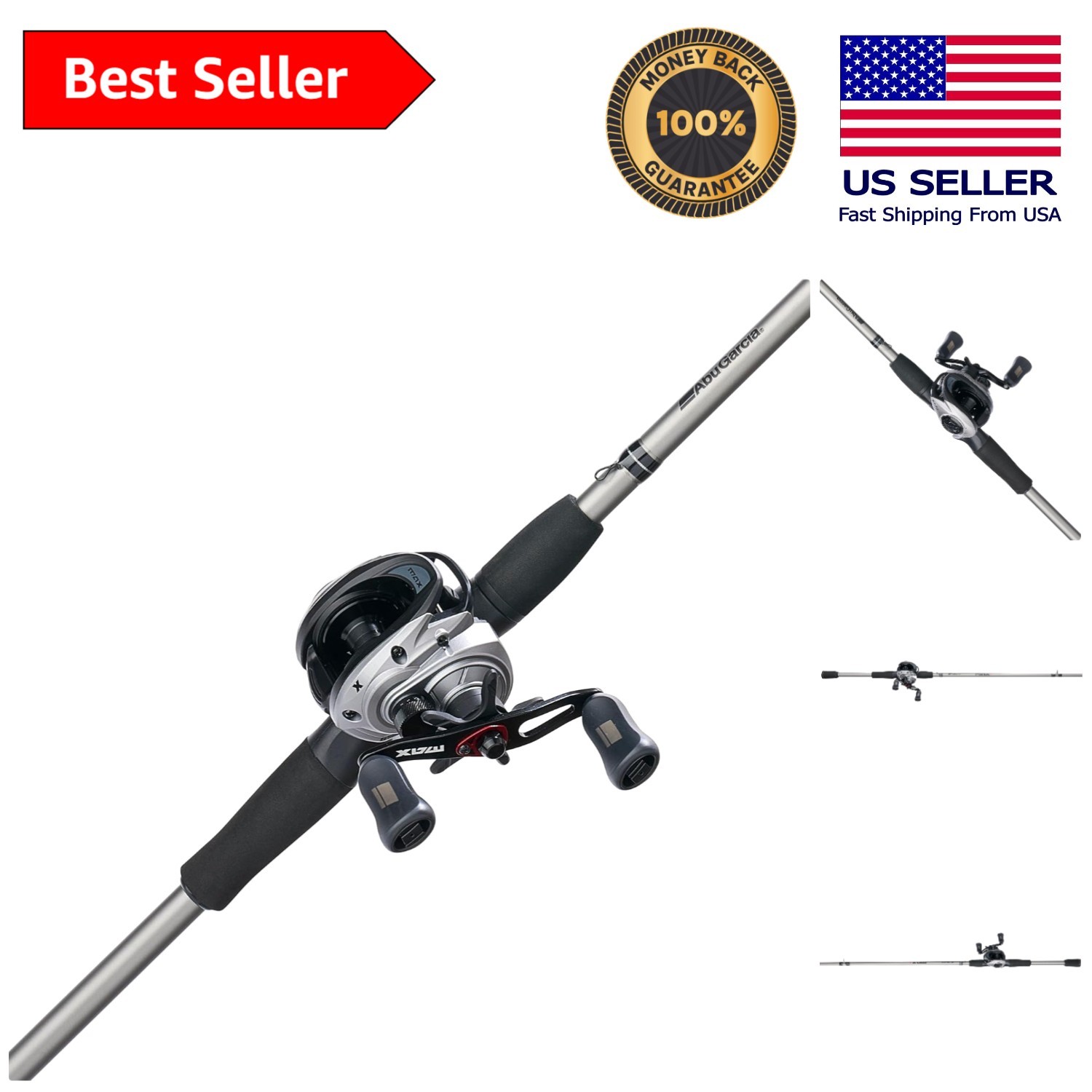 Max X 7' Low Profile Baitcast Reel and Fishing Rod Combo for Left-Handed Anglers