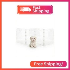 Cutora 4-Panel Clear Acrylic Freestanding Dog Gate, Folding Pet Barrier