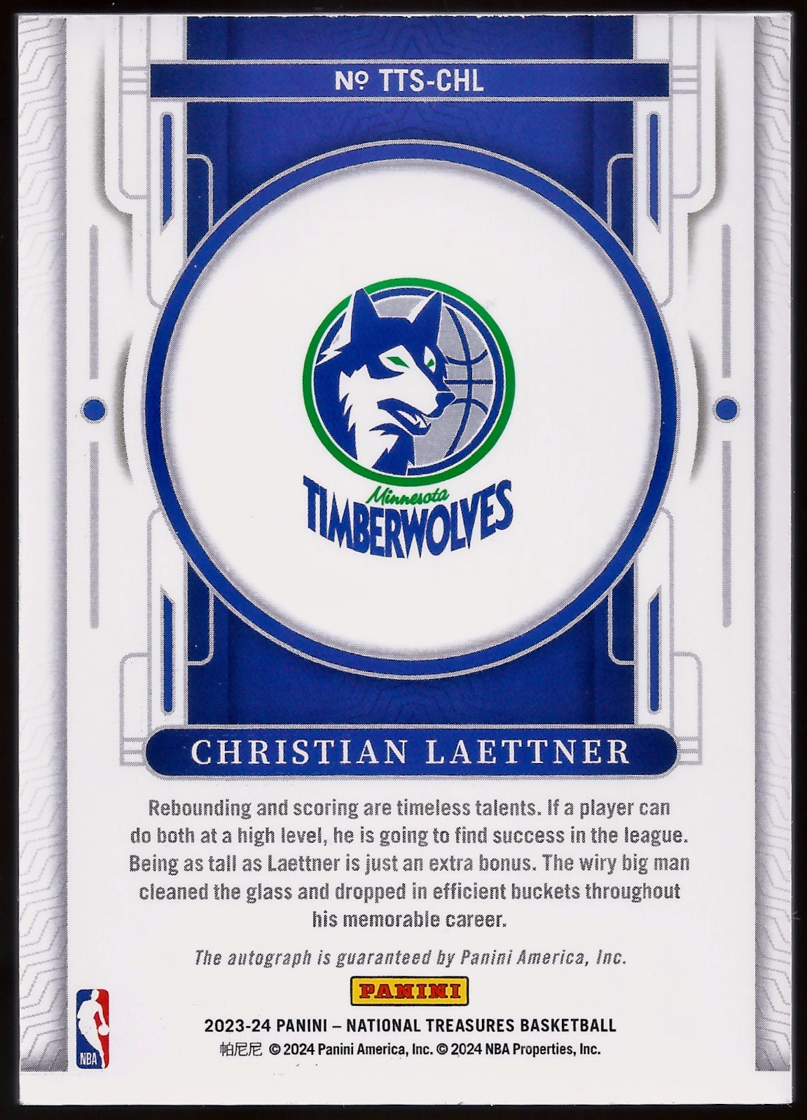 2023-24 National Treasures Timeless Talents Christian Laettner Auto #'d 49/49 view 2
