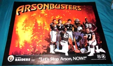 1985 SMOKEY BEAR LA RAIDERS ARSONBUSTERS POSTER HOWIE LONG LYLE ALZADO 17" X 22"