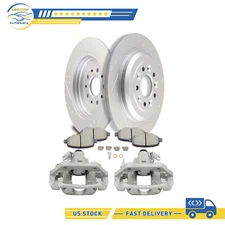 Brake Calipers Rear Ceramic Pad Slotted Rotor Kit For 2011-2015 Lincoln MKX