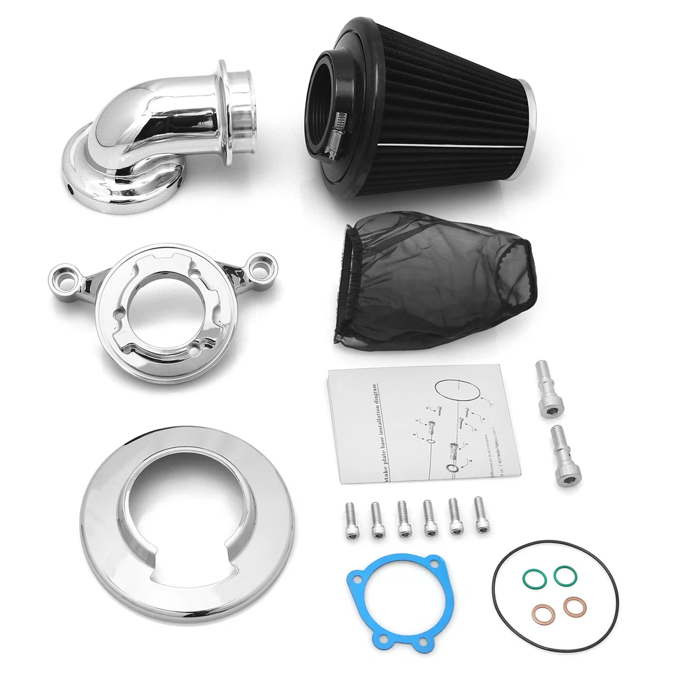 Filtro respirador de aire cono cromado etapa 1 para Harley Touring Electra Glide 01-07 Foto 2 de 4