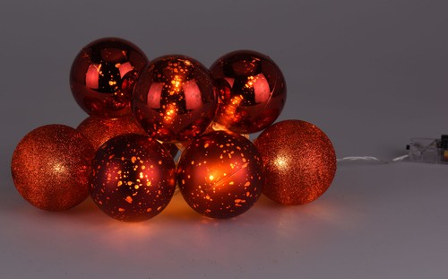 LED Christbaumkugel Lichterkette - 230 cm - Weihnachts Baum Kugel rot beleuchtet - Bild 3 von 3