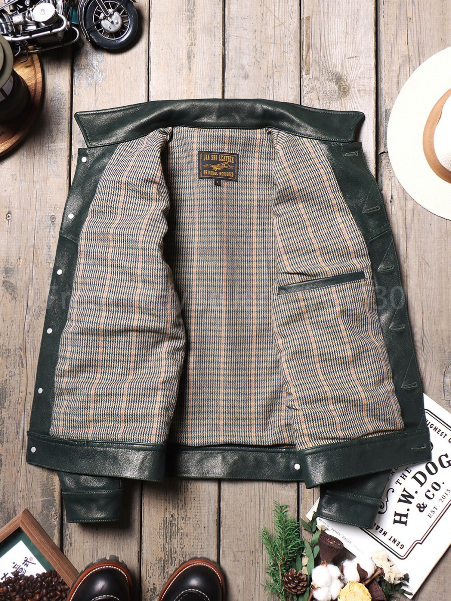 Men's Storm Rider Jacket Full Grain Retro Denim Genuine Leather